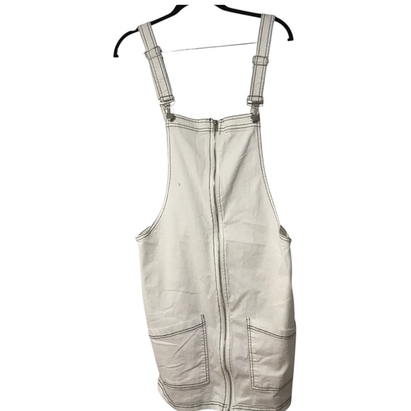 White Overall Pinafore Dress | Adjustable Straps | Denim Pinafore Jumper Dress - Picture 1 of 16